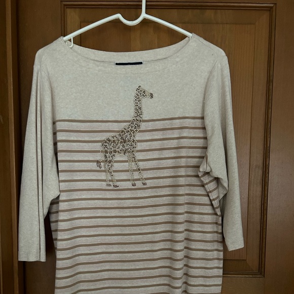 GIRAFFE THEMED KAREN SCOTT TOP SIZE 1X - Picture 1 of 5